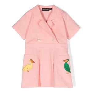 Mini Rodini Pelican Patch double-breasted seer sucker Dress.